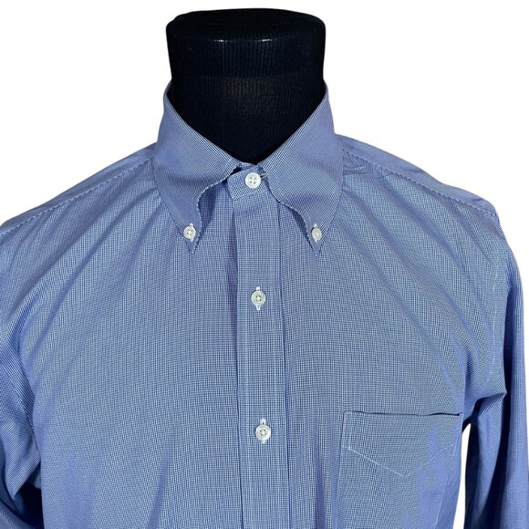 Brooks Brothers Men's Milano Blue White Long Sleeve Button Down Shirt 16.5 34 - Picture 2 of 8